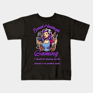 Bored Housewife Gaming Kids T-Shirt